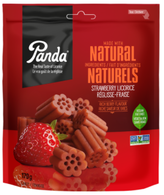 Réglisse naturelle aux fraises Panda - Végétalienne et sans gras | 170g