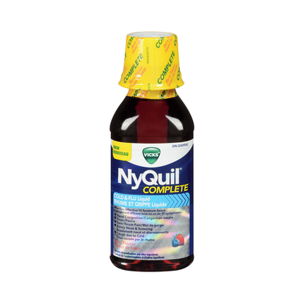 Vicks - Sirop NyQuil Complete pour le soulagement du rhume et de la grippe, saveur baies | 354 ml