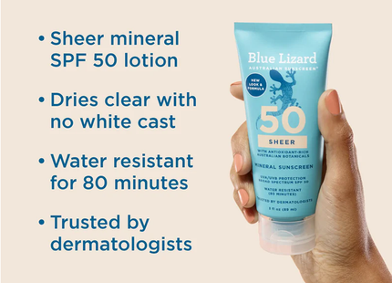 Blue Lizard - Crème solaire minérale transparente FPS 50 | 50 ml