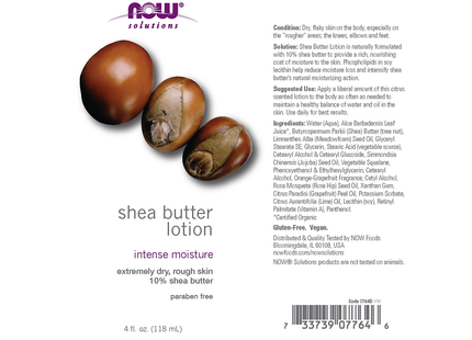 NOW - Intense Moisture Shea Butter Lotion for Extremely Dry, Rough Skin | 118 mL