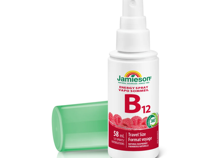 Jamieson - Spray Énergie Vitamine B12 Format Voyage, Framboise Naturelle | 58 mL