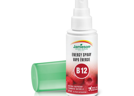 Jamieson - Spray Énergie Vitamine B12 Format Voyage, Framboise Naturelle | 58 mL