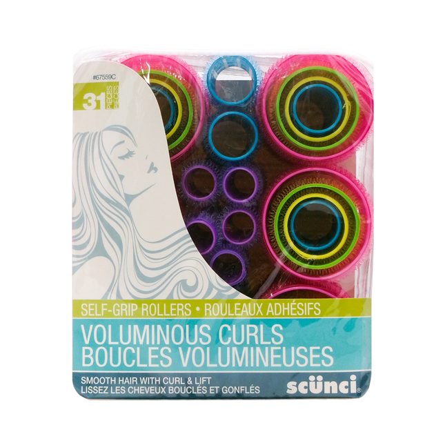 Scünci - Assorted Self-Grip Rollers for Voluminous Curls | 31 Pieces