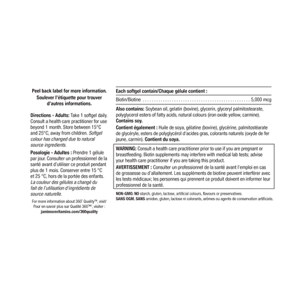 Jamieson - Biotine 5000 mcg | 60 gélules