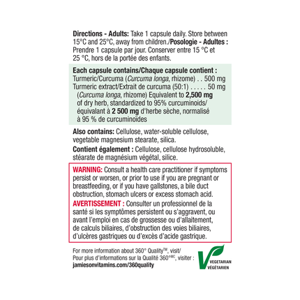 Jamieson - Curcumine Curcuma, 550 mg | 60 gélules végétariennes
