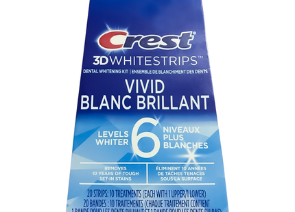 Crest - 3D White Strips Vivid Blanc Brilliant 6 Levels Whiter Dental Whitening Kit | 20 Strips (10 Treatments)
