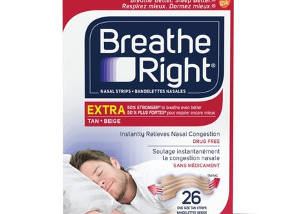 Breathe Right -  Drug free Nasal Strips - Extra Strength - Tan | 26 Tan Strips