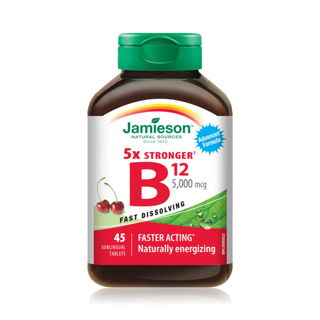 Jamieson - B12 5000 MCG 5x Stronger Fast Dissolving | 45 Tablets