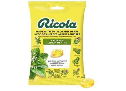 Ricola - Cough Suppressant Throat Lozenges - Lemon Mint | 19 Lozenges