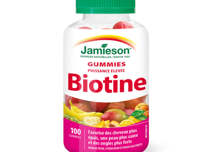 Jamieson - High Potency Biotin, Mango Peach, Sweet Lemon, & Fruit Punch Flavour | 100 Gummies