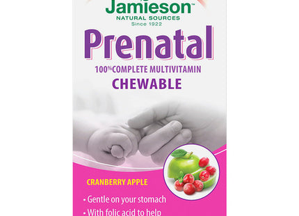 Jamieson - Prenatal 100% Complete MultiVitamin with Iron - Cranberry Apple Flavour | 60 Chewable Tablets