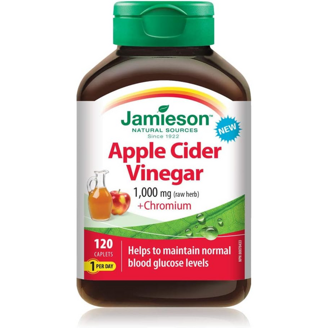 Jamieson - Vinaigre de cidre de pomme 1000 mg + Chrome | 120 comprimés