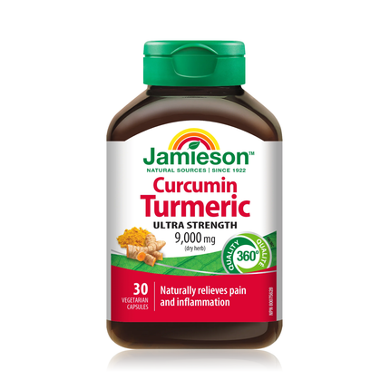 Jamieson - Curcumine Curcuma, 9000 mg (herbe crue) | 30 gélules végétariennes