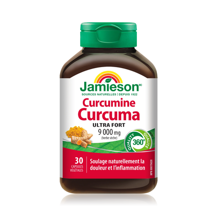 Jamieson - Curcumine Curcuma, 9000 mg (herbe crue) | 30 gélules végétariennes