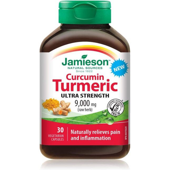 Jamieson - Curcumine Curcuma, 9000 mg (herbe crue) | 30 gélules végétariennes