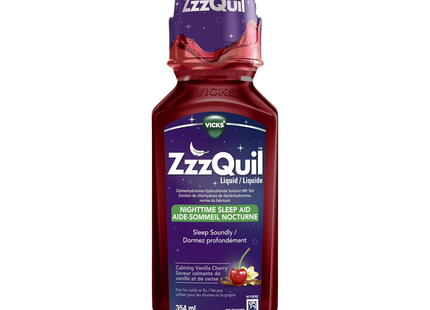 Vicks - ZzzQuil Liquid Nighttime Sleep Aid, Calming Vanilla Cherry Flavour | 354 mL