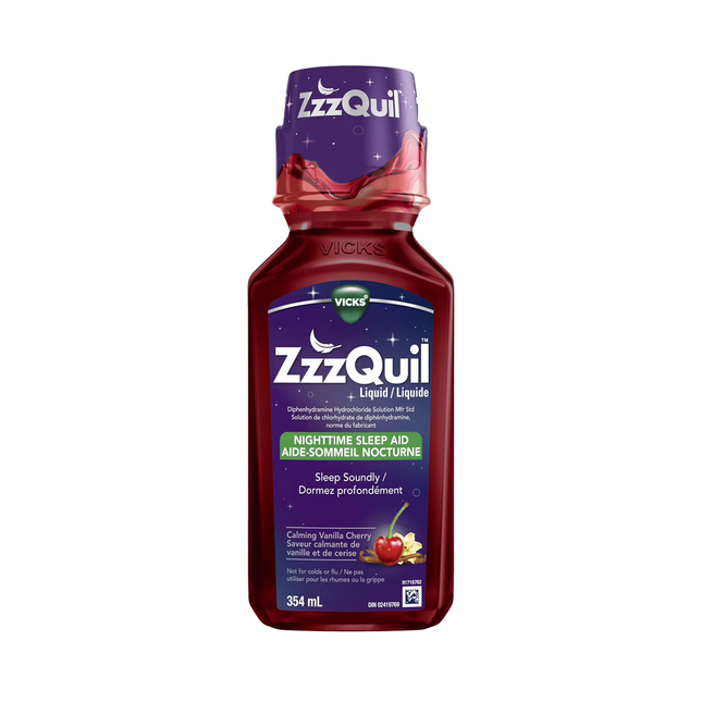 Vicks - ZzzQuil Liquid Nighttime Sleep Aid, Calming Vanilla Cherry Flavour | 354 mL