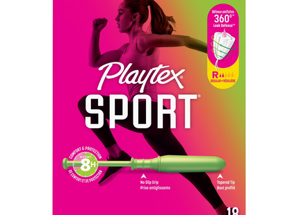 Playtex - Sport Tampons with 360º Leak Defense - Regular | 18 Tampons