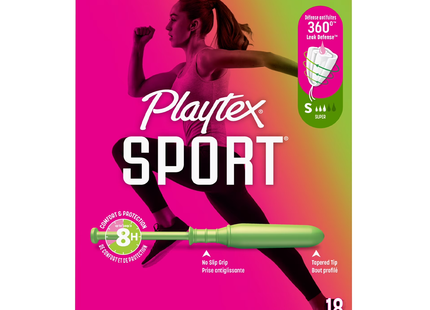 Playtex - Tampons Sport avec protection anti-fuites à 360° - Super | 18 Tampons