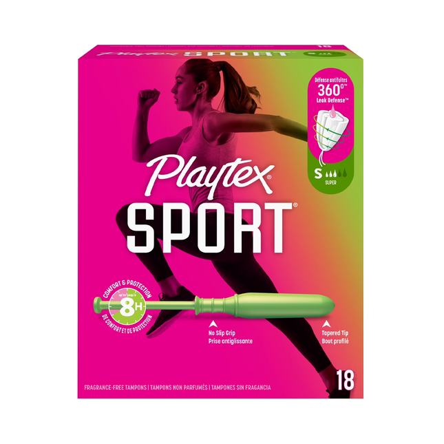 Playtex - Tampons Sport avec protection anti-fuites à 360° - Super | 18 Tampons