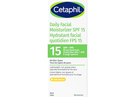 Cetaphil - Hydratant Quotidien Visage pour Tous Types de Peau FPS 15 | 120 mL
