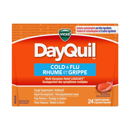 Vicks - DayQuil Rhume et grippe Soulagement diurne LiquiCaps | 24 capsules liquides