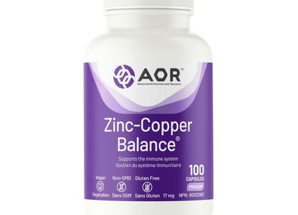 AOR - Zinc-Copper Balance 17 mg | 100 Capsules