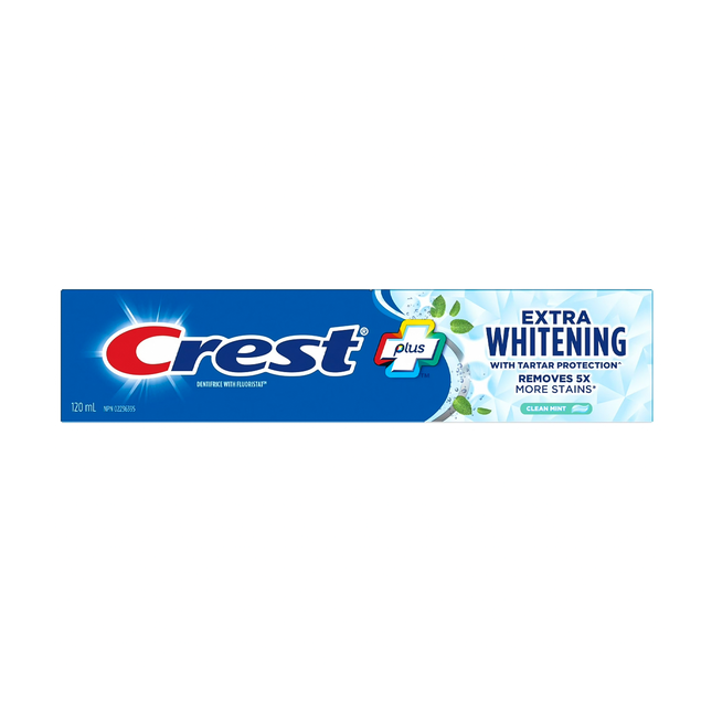 Crest - Plus Extra Whitening Toothpaste with Tartar Protection, Clean Mint | 120 mL