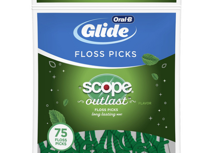Oral-B Glide - Scope Outlast - Refreshing Mint Floss Picks | 75 Floss Picks