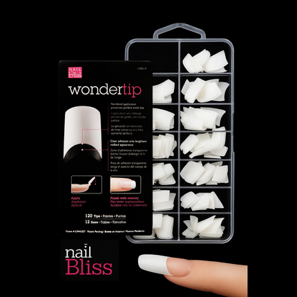 Nail Bliss - Wonder Tip - Long White Nail Extensions - NBWT001 | 120 Tips - 12 Sizes