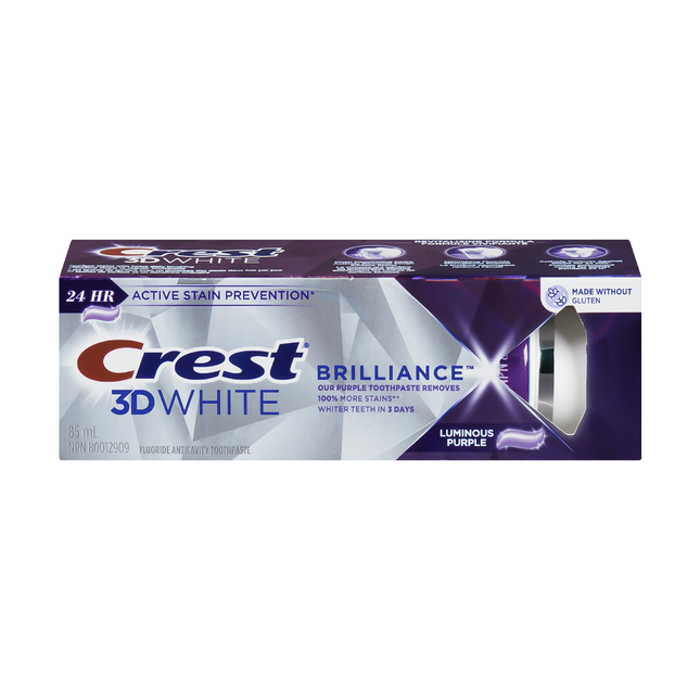 Crest - 3D White Brilliance 24H Active Stain Prevention Luminous Purple Toothpaste | 85 mL