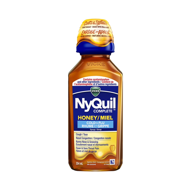 Vicks NyQuil Complete Miel Rhume et Grippe | 354 ml