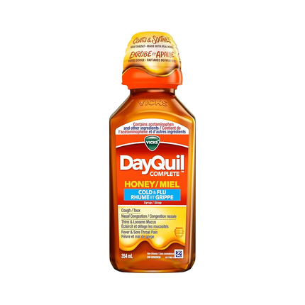 Vicks - DayQuil Complete Rhume et Grippe, Miel | 354 ml