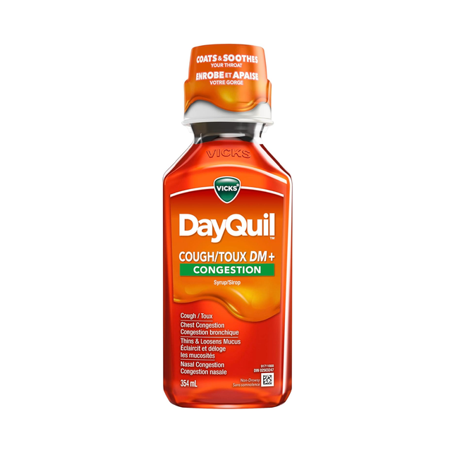 Vicks - DayQuil Cough Suppressant Syrup, Tropical Blend Flavour | 354 mL