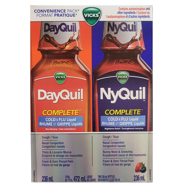 VICKS - DayQuil & NyQuil Cold & Flu Liquid - Convenience Pack | 2x 236 mL