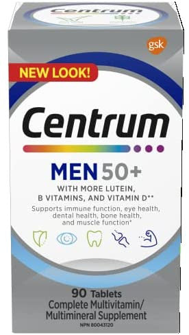 Centrum - Men 50+ - Complete Multivitamin/Multimineral Supplement | 90 Tablets