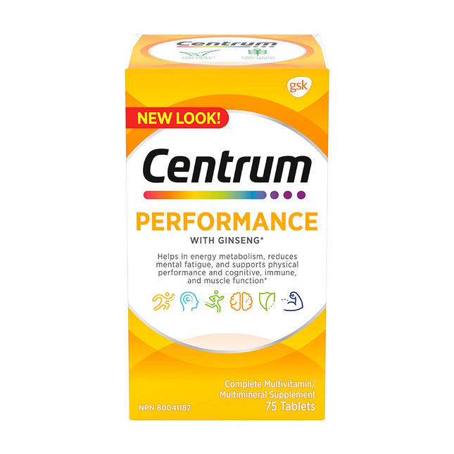 Centrum - Performance with Ginseng for Energy - Complete Multivitamin & Mineral Supplement | 75 Tablets