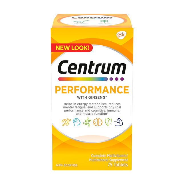 Centrum - Performance avec Ginseng pour l'énergie - Supplément complet de multivitamines et de minéraux | 75 comprimés