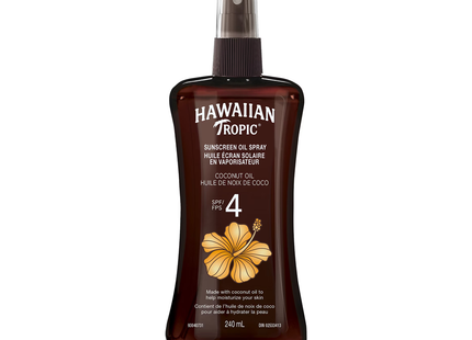 Hawaiian Tropic - Spray d'huile de protection solaire à l'huile de noix de coco SPF 4 | 240 ml