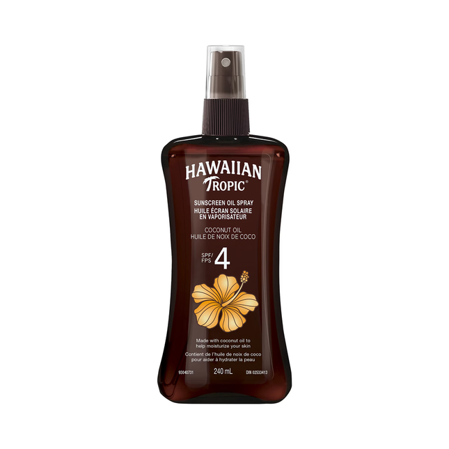 Hawaiian Tropic - Spray d'huile de protection solaire à l'huile de noix de coco SPF 4 | 240 ml