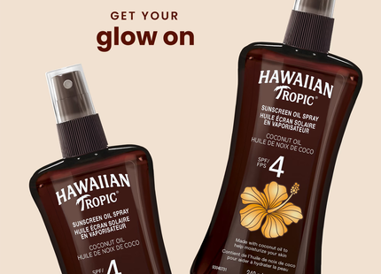 Hawaiian Tropic - Spray d'huile de protection solaire à l'huile de noix de coco SPF 4 | 240 ml