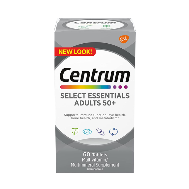 Centrum - Select 50+ Complete Multivitamin & Mineral Supplement Chewables - Lemon-Berry Flavour | 60 Tablets