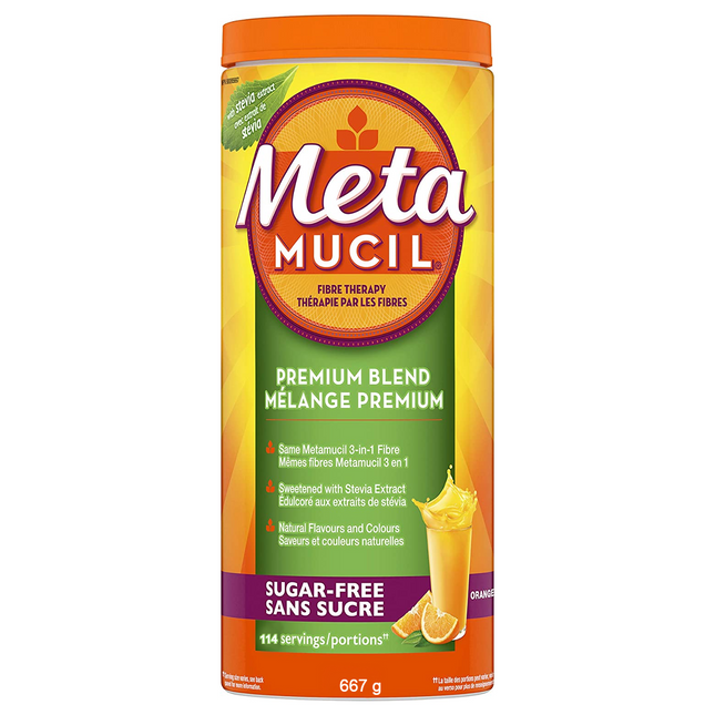 Metamucil - Mélange premium sans sucre avec extrait de stévia - Saveur orange | 667 g