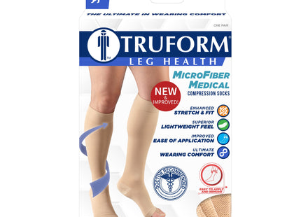 TRUFORM - Below Knee Stockings/Microfibre | Open Toe 20-30 Mmhg