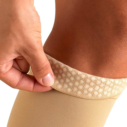 Truform – Thigh High Compression Stockings, Open Toe, Beige | 15–20 mmHg