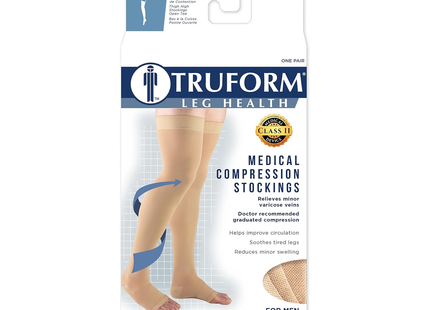TRUFORM - Thigh High Beige, Open Toe | 15-20 mmHg