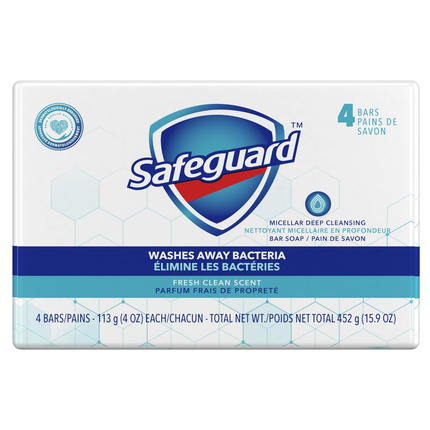 Safeguard - Barre de savon micellaire nettoyante en profondeur | 113 gx 4 Barres