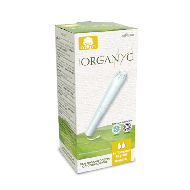 Tampons en coton biologique Organyc avec applicateur en carton - Régulier | 16 tampons