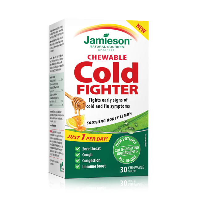Jamieson Chewable Cold Fighter, apaisant au miel et au citron | 30 comprimés