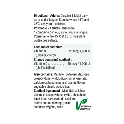 Jamieson - Fast Dissolving Vitamin D3 1000 IU - Natural Wild Cherry | 150 Sublingual Tablets